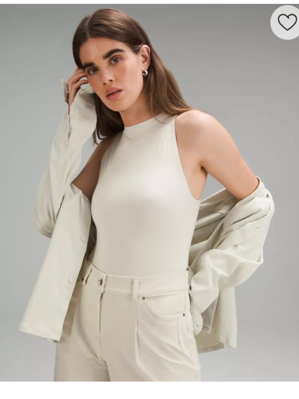 LULULEMON  WUNDERMOST ULTRA SOFT NULU HIGH~NECK SLEEVELESS BODYSUIT BONE
